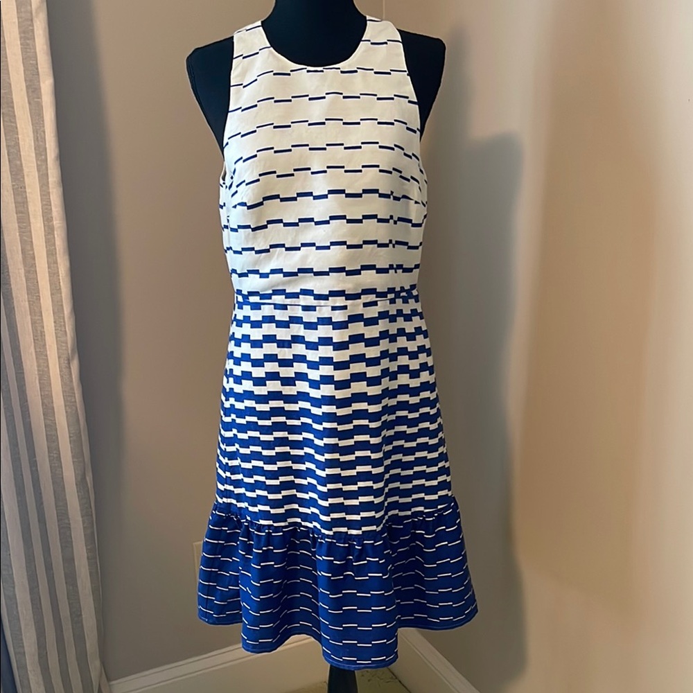 Blue and White Sleeveless Dress by Ann Taylor in size 6.